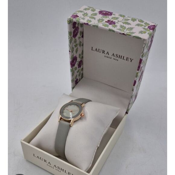 Laura Ashley Women’s Gray Faux Leather Strap Watch 24mm main image 4